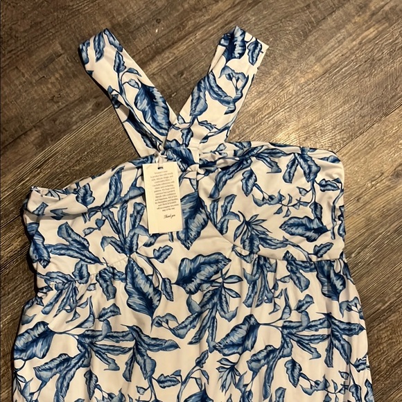 Grace Karin Blue and White Leaf Print women’s Dress - Picture 5 of 10